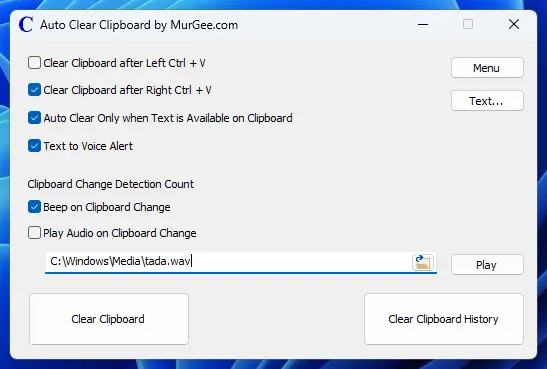 Screenshot of Auto Clear Clipboard Software Utility